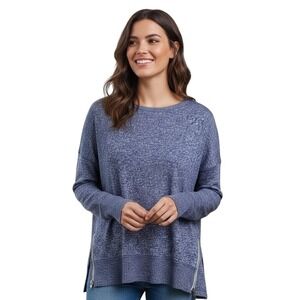Danskin Now Women's Long Sleeve Knit Top Pullover with Zipper Detail Size L